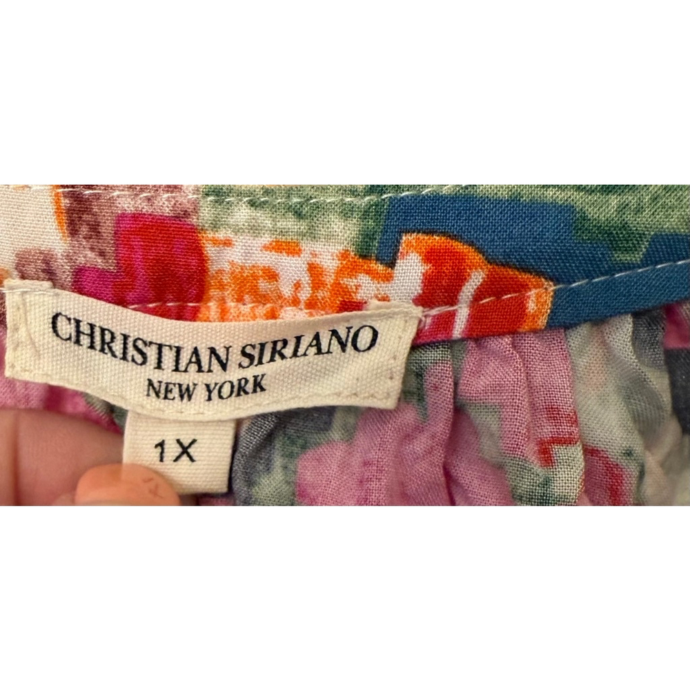 Christian Siriano New York Blouse Top Size 1X Multi-color Geo Print - Picture 8 of 10